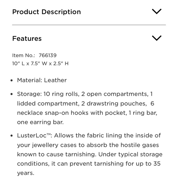 WOLF Leather Jewelry Case in Dark Blue with Gold Accents - Picture 3 of 3